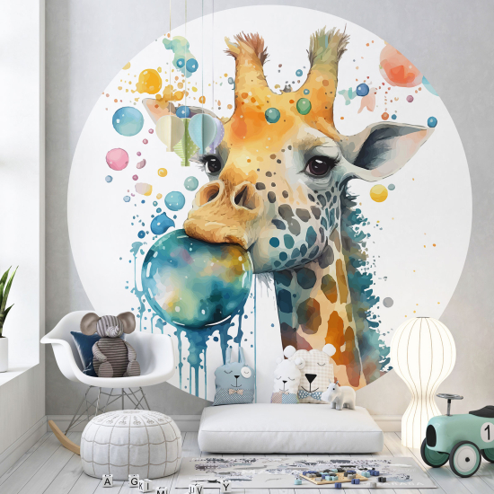 Papel pintado redondo para niños - Infantil - Jirafa