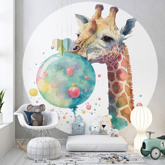 Papel pintado redondo para niños - Infantil - Jirafa