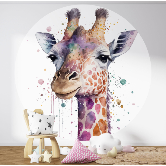 Papel pintado redondo para niños - Infantil - Jirafa