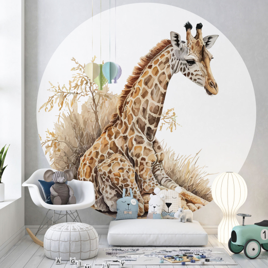Papel pintado redondo para niños - Infantil - Jirafa