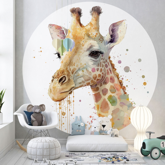 Papel pintado redondo para niños - Infantil - Jirafa