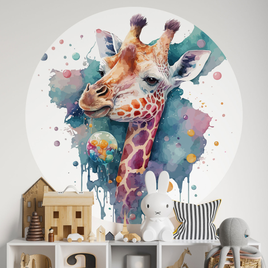 Papel pintado redondo para niños - Infantil - Jirafa