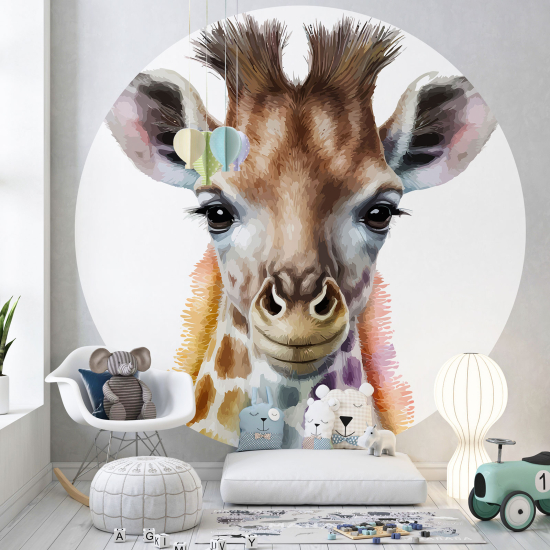 Papel pintado redondo para niños - Infantil - Jirafa