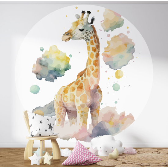 Papel pintado redondo para niños - Infantil - Jirafa