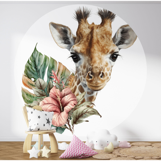 Papel pintado redondo para niños - Infantil - Jirafa