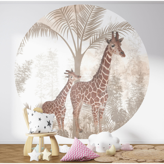 Papel pintado redondo para niños - Infantil - Jirafas