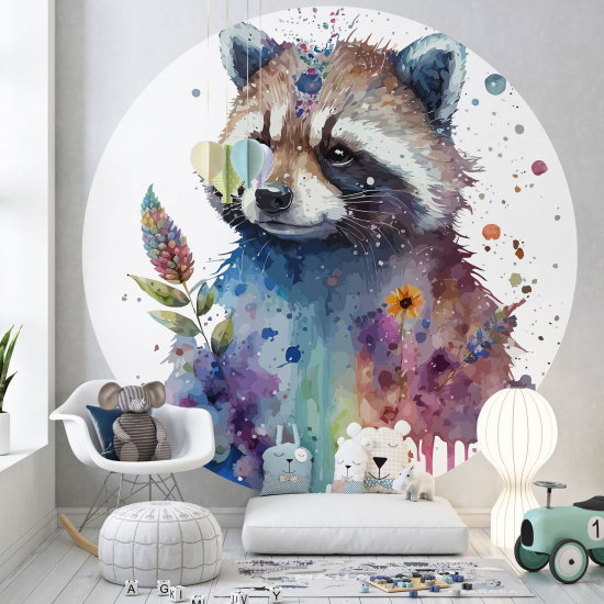 Papel pintado redondo para niños - Infantil - Mapache