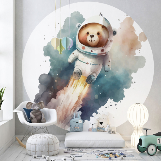 Papel pintado redondo para niños - Infantil - Osito Cosmonauta