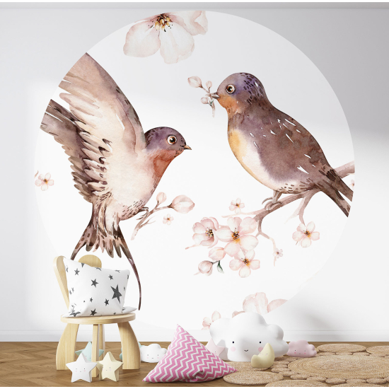 Papel pintado redondo para niños - Infantil - Pájaros