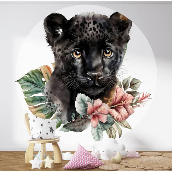 Papel pintado redondo para niños - Infantil - Pequeña Pantera Negra