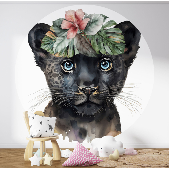 Papel pintado redondo para niños - Infantil - Pequeña Pantera Negra