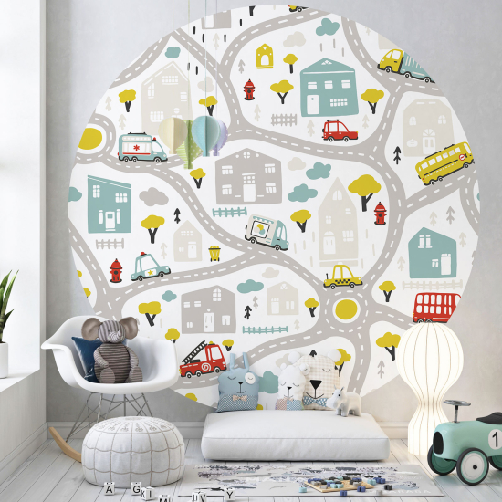 Papel pintado redondo para niños - Infantil - Rutas