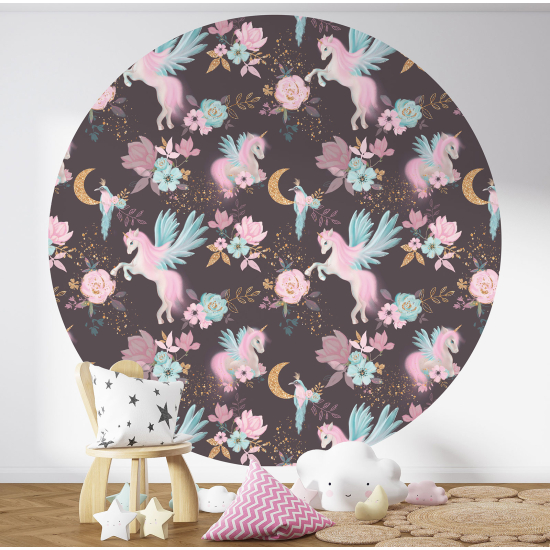 Papel pintado redondo para niños - Infantil - Unicornios