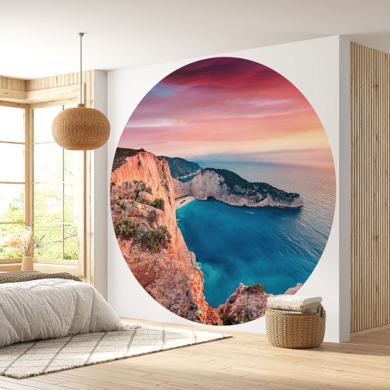 Papel pintado redondo - Playa Navagio Grecia