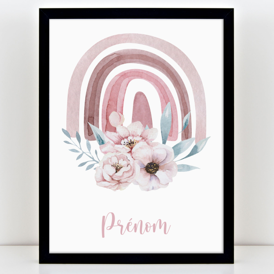 Póster infantil personalizado - Arcoíris flor