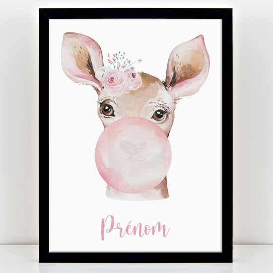 Póster infantil personalizado - Cervatillo burbuja