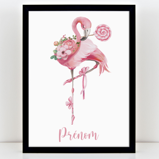 Póster infantil personalizado - Flamenco rosa