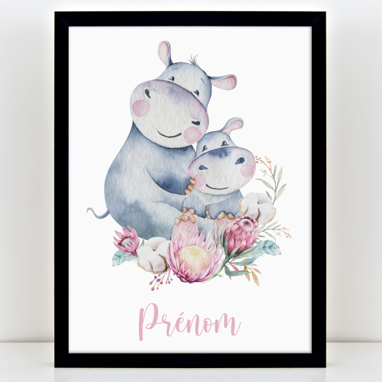 Póster infantil personalizado - Hipopótamos