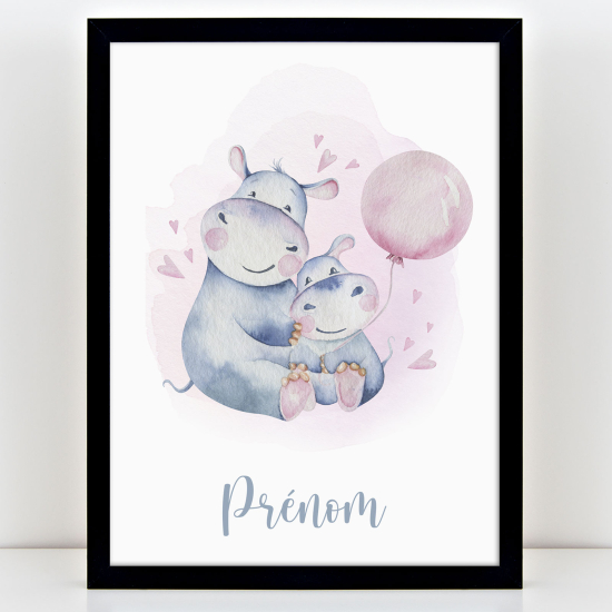 Póster infantil personalizado - Hipopótamos