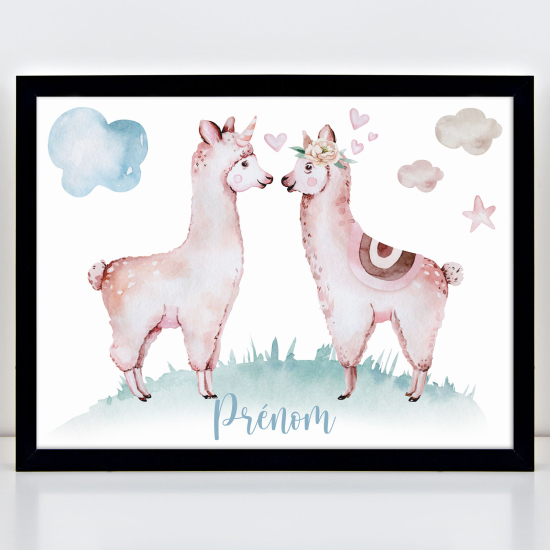 Póster infantil personalizado - Lamas