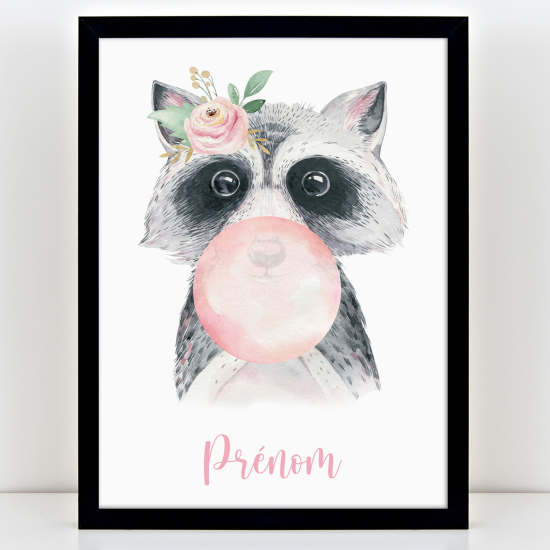 Póster infantil personalizado - Mapache burbuja