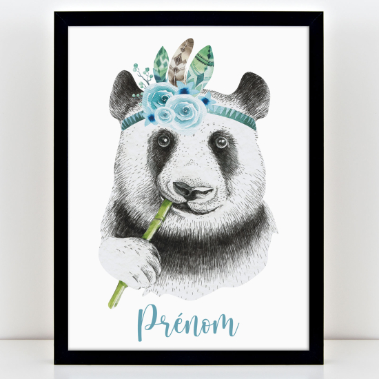 Póster infantil personalizado - Panda azul
