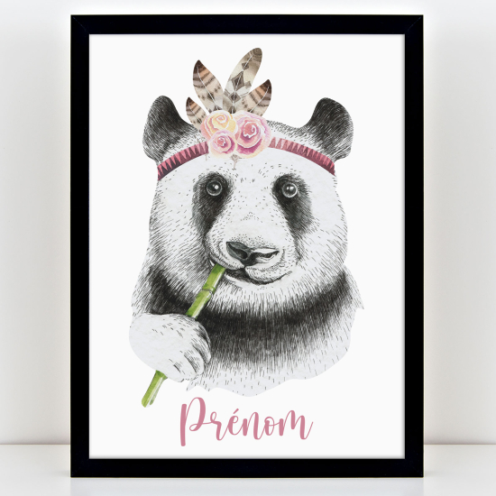 Póster infantil personalizado - Panda rosa
