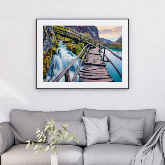 Póster - Paisaje puente de madera