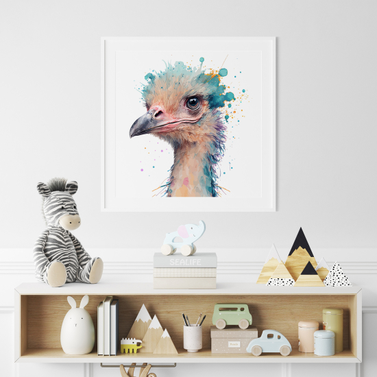 Póster para niños - Infantil - Avestruz colorido
