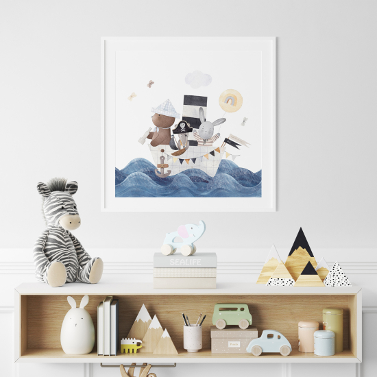 Póster para niños - Infantil - Barco Animales