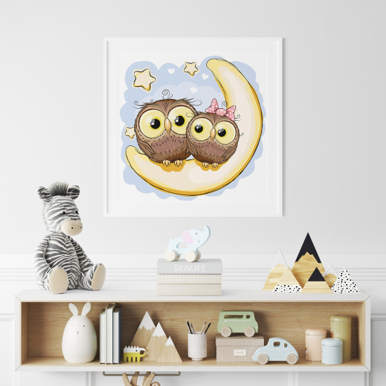 Póster para niños - Infantil - Búhos luna