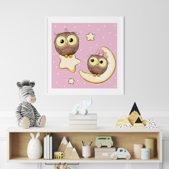 Póster para niños - Infantil - Búhos lunes