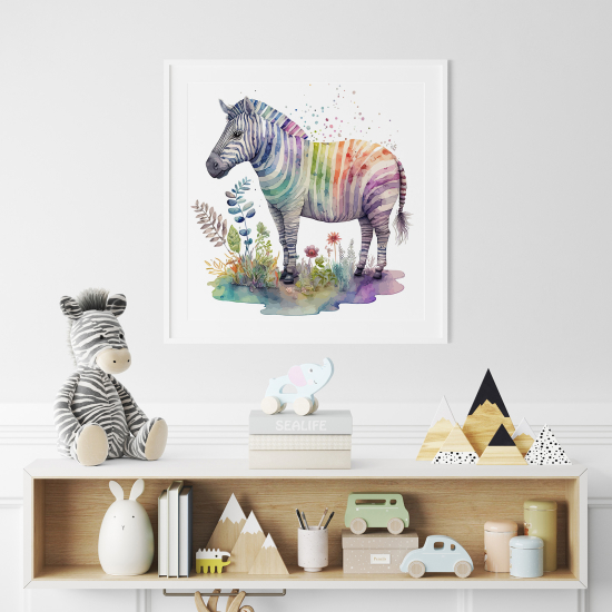 Póster para niños - Infantil - Cebra colorida