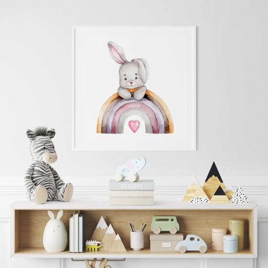 Póster para niños - Infantil - Conejo arcoíris