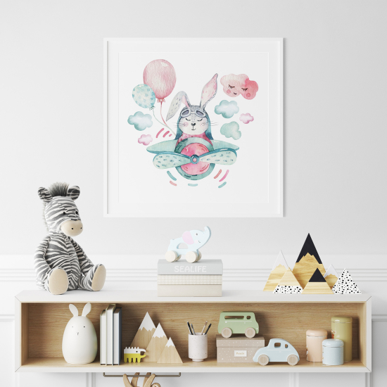 Póster para niños - Infantil - Conejo Avión