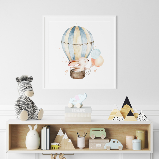 Póster para niños - Infantil - Conejo globo aerostático