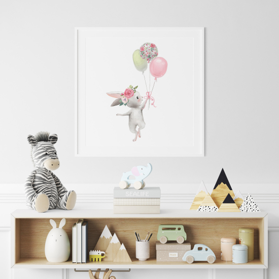 Póster para niños - Infantil - Conejo Globos