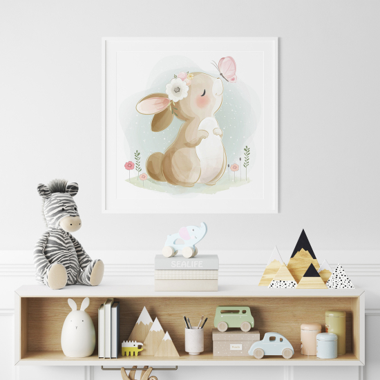 Póster para niños - Infantil - Conejo Mariposa