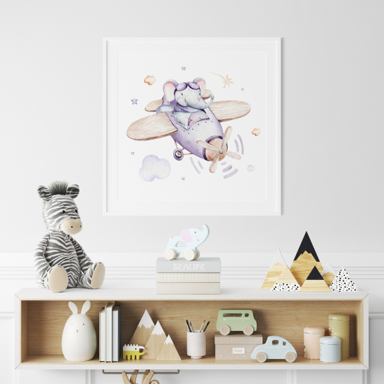 Póster para niños - Infantil - Elefante aviador