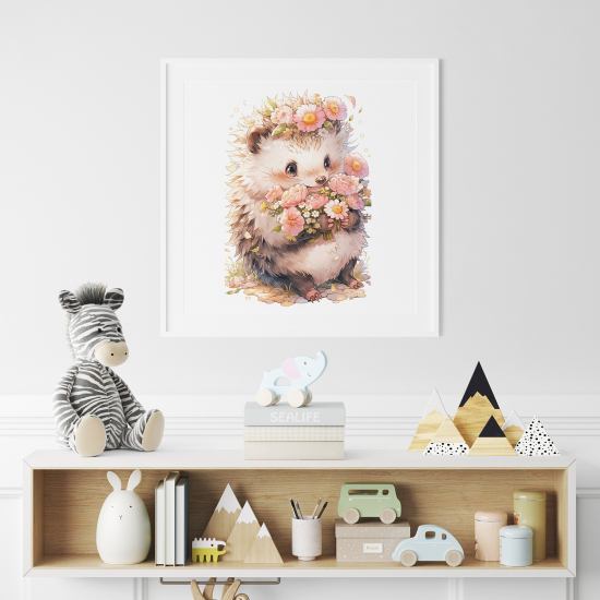 Póster para niños - Infantil - Erizo flores