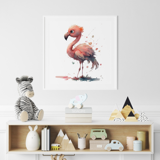 Póster para niños - Infantil - Flamenco Rosa