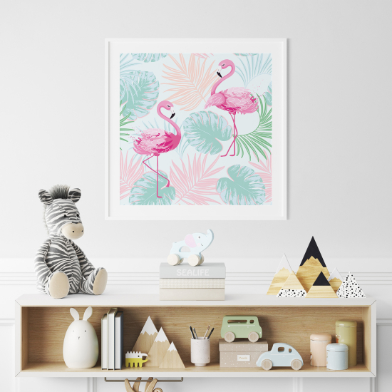 Póster para niños - Infantil - Flamencos Rosados
