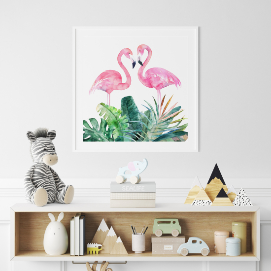 Póster para niños - Infantil - Flamencos Rosados