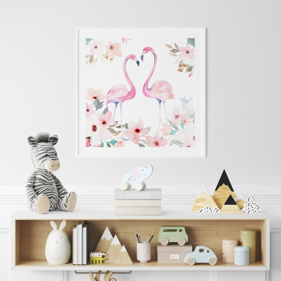 Póster para niños - Infantil - Flamencos Rosados