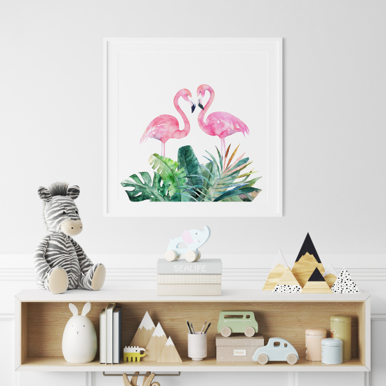 Póster para niños - Infantil - Flamencos Rosados