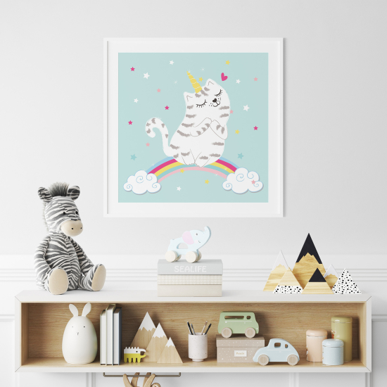 Póster para niños - Infantil - Gato Arcoíris