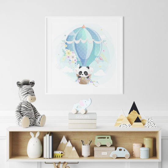 Póster para niños - Infantil - Globo aerostático Panda