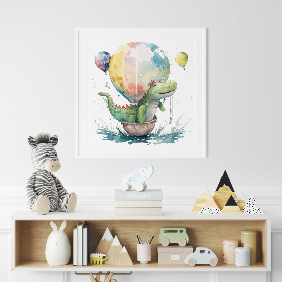 Póster para niños - Infantil - Globos aerostáticos de cocodrilo