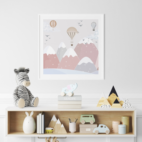 Póster para niños - Infantil - Globos aerostáticos montañas
