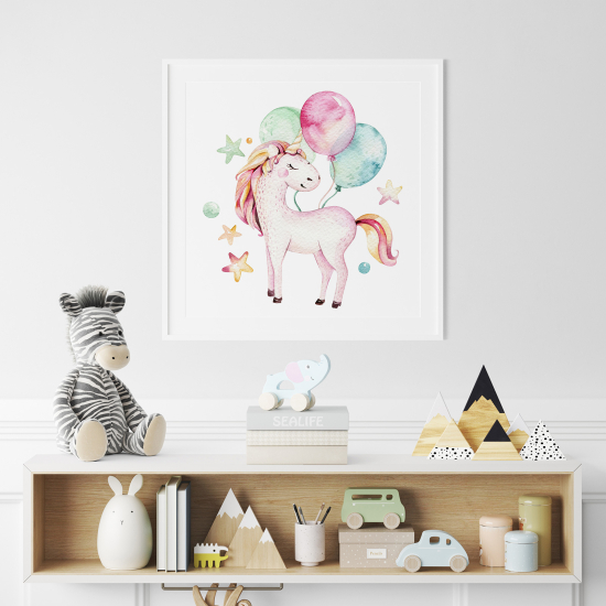 Póster para niños - Infantil - Globos de unicornio